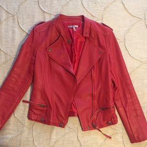 LAST CHANCE Faux Red Leather Jacket Small